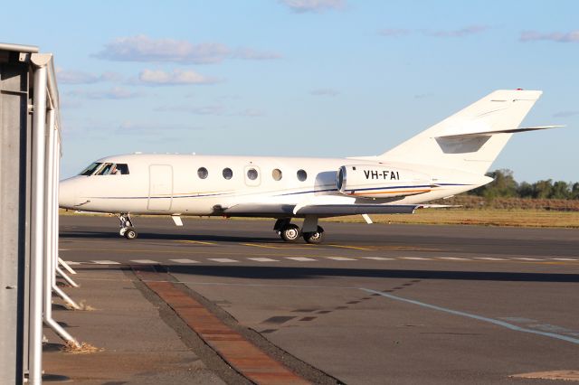 Dassault Falcon 20 (VH-FAI) - Engines running about to depart Emerald Airport for Sydney on the 7th Feb 2018 at 18.00 hrs