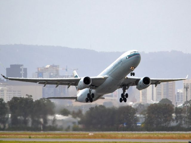 Airbus A330-300 (B-LAL) - Getting airborne off runway 23 and heading home to Hong Kong via Melbourne. Friday 5th October 2012.