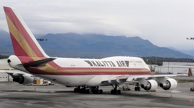 Boeing 747-400 (N741CK) - Kalitta cargo apron, Anchorage International Airport