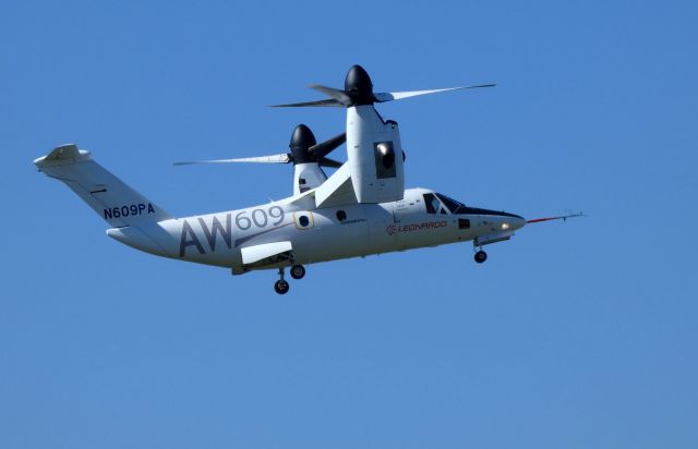 Bell BA-609 (N609PA) - Approaching the Leonardo Rotorcraft Facility is this AgustaWestland Twin Turbo-Prop AW609 in the Autumn of 2018.