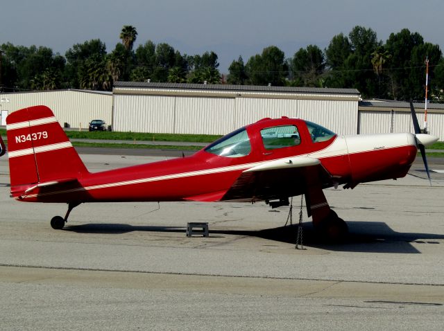 N34379 — - My photo of an extremely rare aircraft, a 1956 Meyers Aircraft Co. MAC-145 Light Sport visiting from Camarillo KCMA, parked on the ramp at Fullerton Airport KFUL February 4, 2023. Only 20 of this model were built, and this particular example was the last off the assembly line. 