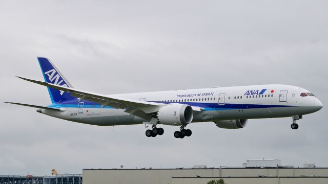 Boeing 787-9 Dreamliner (JA837A) - BOE408 on final to Rwy 16R to complete a flight test on 5/24/15. (ln 295 / cn 34526).