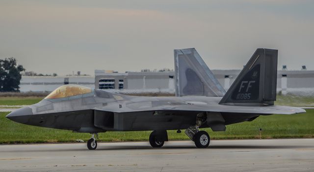 Lockheed F-22 Raptor (04-4085) - One of 32 F-22s that took shelter at Rickenbacker to avoid damage from Hurricane Matthew. Seen here taxiing out to go back home to Langley AFB.