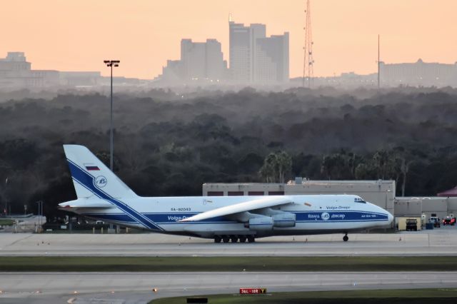 Antonov An-124 Ruslan (RA-82043) - Long shot across the field at dusk