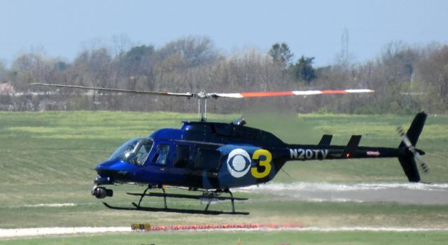 Bell JetRanger (N20TV) - About to touch down is this 1994 Bell JetRanger 206-L4 Rotorcraft in the Spring of 2021. This aircraft is used by the local CBS TV affiliate.