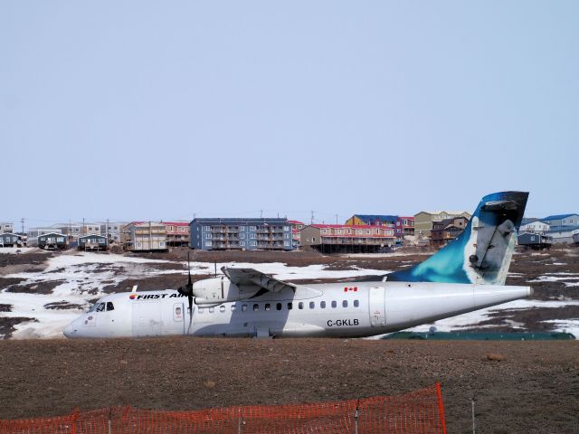 Aerospatiale ATR-42-300 (C-GKLB) - Preparing to depart runway 35, Iqaluit airport.