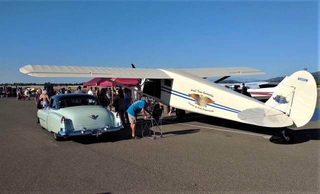 — — - *** I cannot erase the Piper info.***  K085 - Redding Benton Airpark - Super rare 1930 STINSON SM-7B in for the Fathers Day Airshow today June 20.2021, This is from Lake California private community in Cottonwood, CA and will appear in OshKosh, WI this year 2021. After that it will be flown to the Ford Museum and placed there never to be flown again. This is the best photo I could get a some people will just not get out of the way - even if I asked them nicely.