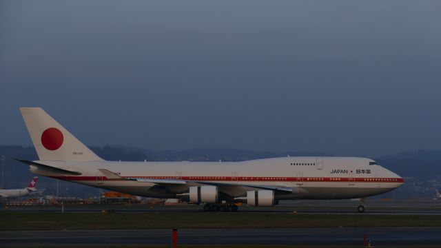 Boeing 747-400 (20-1101) - Shortly after landing on RWY34 in Zurich on 23rd Jan 2019.