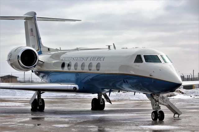 Gulfstream Aerospace Gulfstream V (97-1944) - On the Gulfstream Tarmac at Appleton International with plenty of ice & snow.