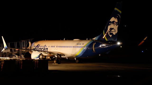 Boeing 737 MAX 8 (N801AK) - ASA/AS177 (codeshare: HA6115) from Anchorage PANC/ANC sitting at gate 1 overnight before departing back to ANC as ASA/AS196 (HA6116) at 7:00AM the next morning.br /Reg: N801AKbr /MSN: 67802br /Type: Boeing 737-MAX8--B38M--7M8br /Codeshare: HA6115 br /Photo date: 10/30/24br /Upload date: 11/1/24