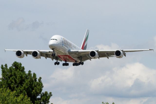 Airbus A380-800 (A6-EDA) - Making her approach in Toronto from Dubai.