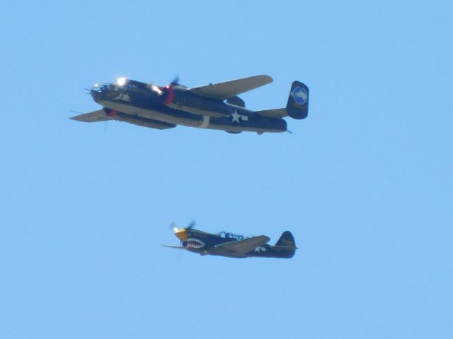 North American TB-25 Mitchell (N3476G) - N3476G with P40 over CVO 14 June 2019.