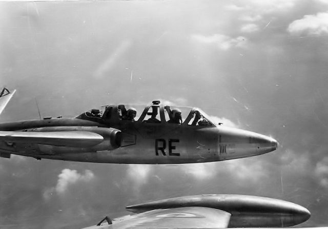 — — - Formation Flight with CM 170 "Fouga Magister" from French Air Force training base at Meknes, Morocco circa 1960