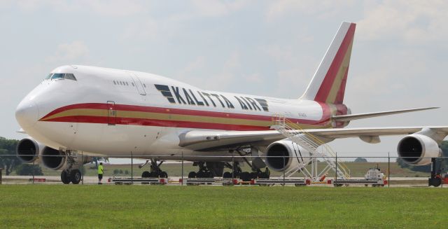 Boeing 747-400 (N744CK) - Camber 459, a Kalitta Air Boeing 747-400 on the air cargo ramp at Carl T. Jones Field, Huntsville International Airport, AL - June 15, 2018.