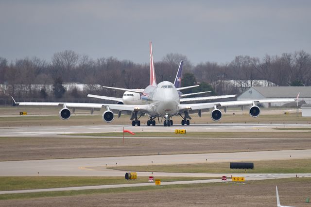 Boeing 747-200 (LX-OCV) - Taking the runway, 23R. 03-20-25
