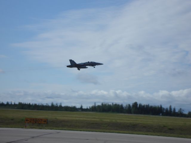 — — - Canadian Forces CF-18 Hornet from Cold Lake, Alberta does a touch and go at Fort McMurray, Alberta, Canada on July 8, 2008