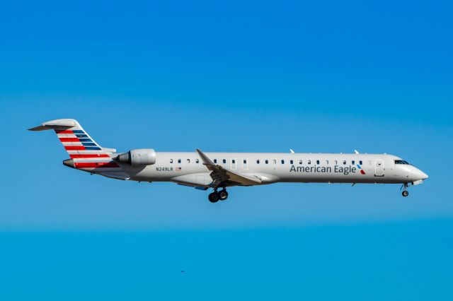 Canadair Regional Jet CRJ-900 (N249LR) - Mesa Airlines CRJ900 landing at DFW on 12/27/22. Taken with a Canon R7 and Tamron 70-200 G2 lens.