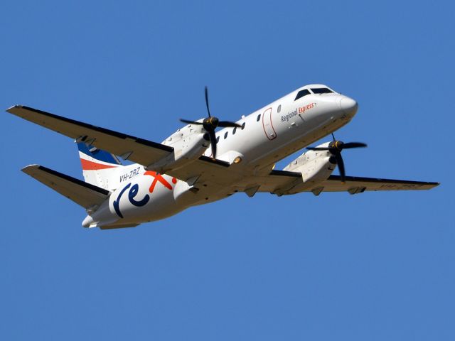 Saab 340 (VH-ZRZ) - Getting airborne off runway 23 on a beautiful Adelaide autumn day. Thursday 12th April 2012.