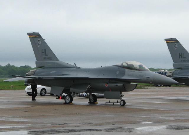 Lockheed F-16 Fighting Falcon (88-0533) - One of the F-16 Viper West demo planes waiting on the skies to clear up so it can go flying at the Defenders of Liberty Airshow at Barksdale Air Force Base, Louisiana.
