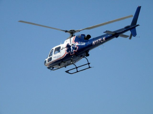 Eurocopter AS-350 AStar (N117LN) - Flying as Kentucky-3, one of the Air Methods spare choppers lifts off from the tarmac at Blue Grass Airport (KLEX) after a refueling stop at TAC Air ....