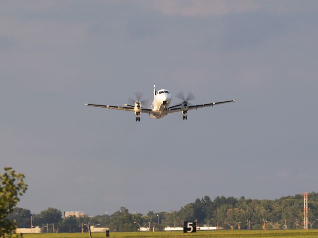 Saab 340 (N968AF) - Say hello to Ameriflights’ newest addition to the fleet. The SF340BF and crew departed Karlskoga, Sweden on 21 Aug with stops in Norway, Iceland, Greenland, Newfoundland, and Montreal. After a brief stop here on 22 Aug 2022, they continued to Dallas-Fort Worth Intl – KDFW. N968AF was delivered to BEX-Business Express in 1990 as N350BE and has since operated by Colgan Air as N197CJ, Aerolitoral as XA-ASM, LoganAir as G-LGNN, and now by Ameriflight.