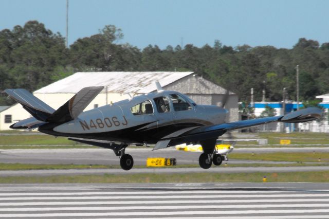 Beechcraft 35 Bonanza (N4806J) - V-tail Bonanza landing RWY 9