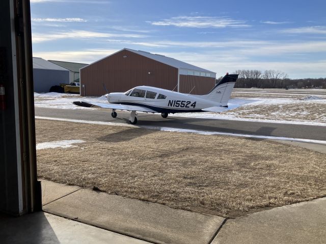 Piper Cherokee Arrow (N15524) - Back at the hangar after a nice winter flight.
