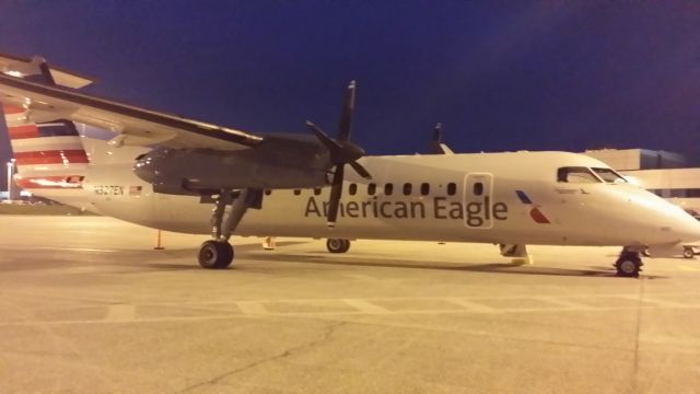 de Havilland Dash 8-300 (N327EN) - One of the few, currently anyway, Dash 8-300s new paint scheme from US Airways Express, Piedmont Airlines to AAL; American Airlines/American Eagle; N327EN, seen here pre dawn at KROA prior to boarding...