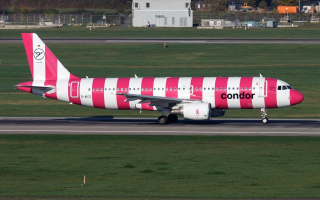 Airbus A320 (D-AICS) - painted in "Breast Cancer Awareness" colours