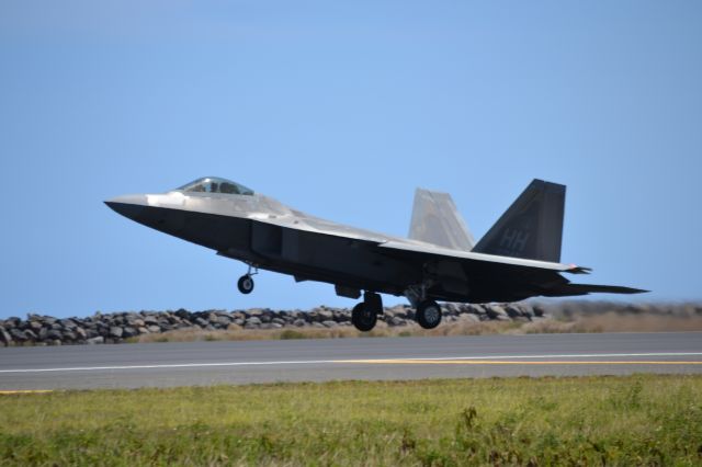 Lockheed F-22 Raptor — - A F-22 taking off from Honolulu from reef runway.