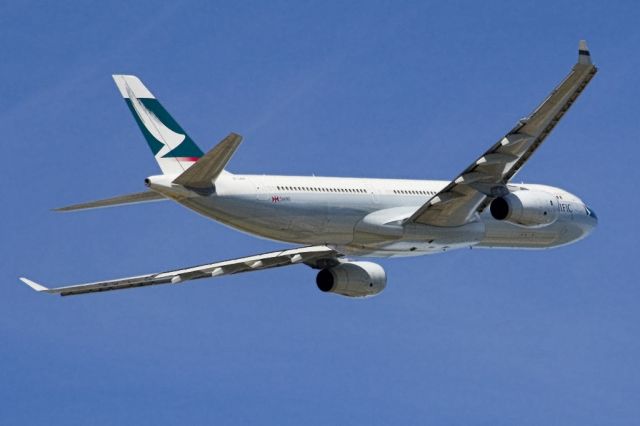 Airbus A330-300 (B-LAX) - Getting airborne off runway and heading home to Hong Kong via Melbourne. Thursday 4th April 2013.