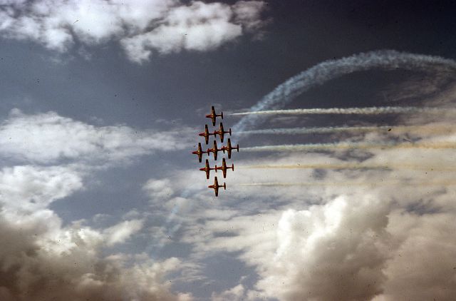 — — - Blast from the past.  Canadian Snow Birds in 1976 at Duluth Air Show