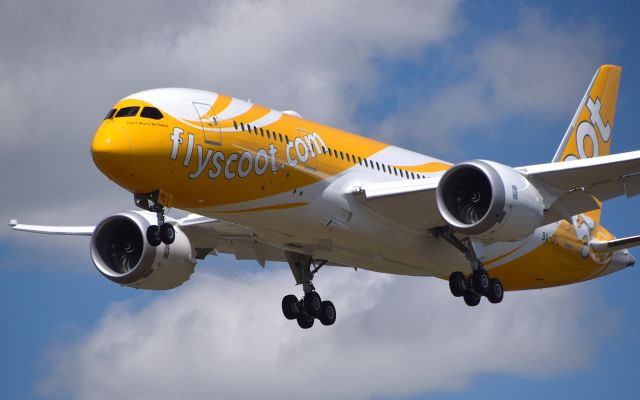 Boeing 787-8 (9V-OFL) - Scoot Airlines' new Boeing 787-8 Dreamliner about to touch and go on Runway 21 at Spokane International Airport.