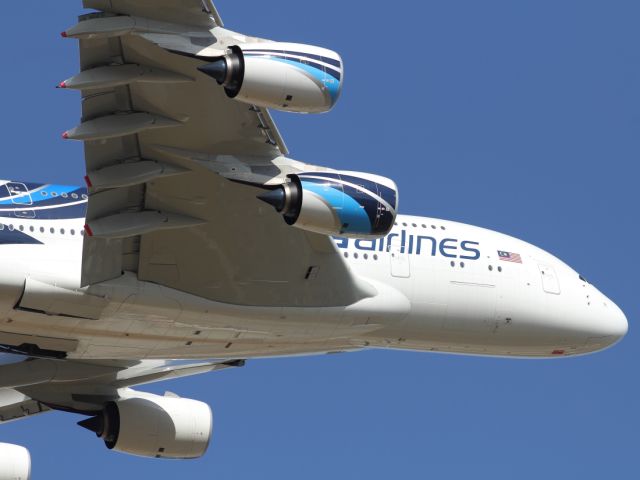 Airbus A380-800 — - A380-800 departs LHR runway 09R