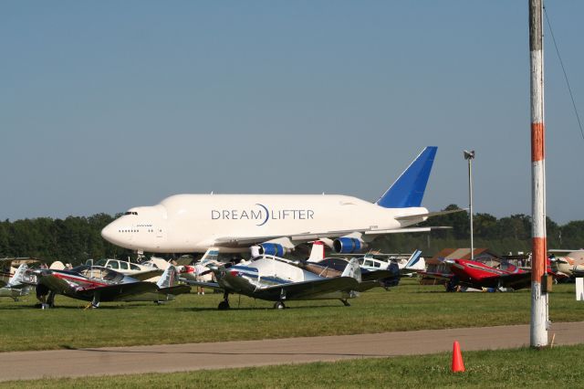 Boeing Dreamlifter (N249BA) - We are at Oshkosh 2008 and the Drem Lifter came for a visit