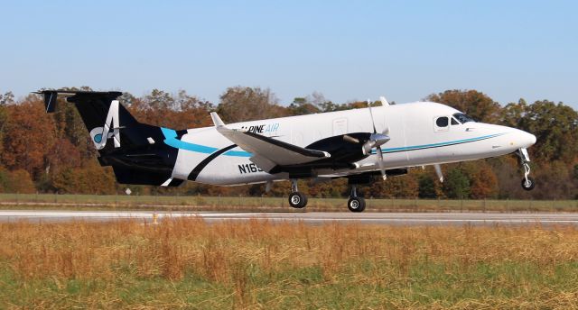 Beechcraft 1900 (N169GL) - A 1995 model Alpine Air Beech 1900D arriving at Pryor Field Regional Airport, Decatur, AL - November 9, 2022. 