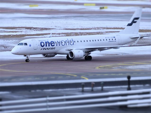 Embraer ERJ-190 (OH-LKN) - Flight from Rome to Helsinki. Photo taken March 21 2021 from the scenic terrace at the Helsinki Vantaa airport.