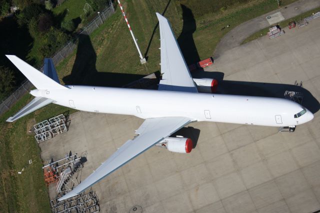 — — - A luxury Boeing 767 is waiting for it´s customer at the ramp of Lufthansa technical basis at Hamburg