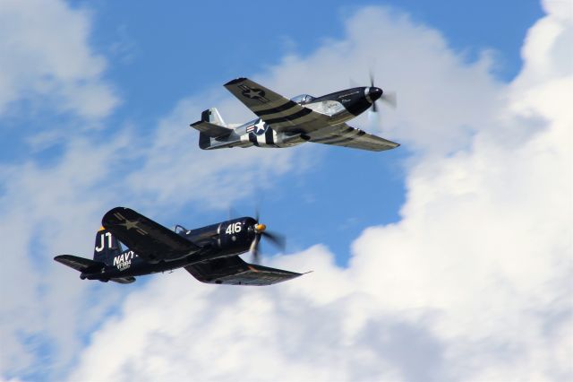 VOUGHT-SIKORSKY V-166 Corsair (N713JT) - Flying with his P-51 Partner in formation.