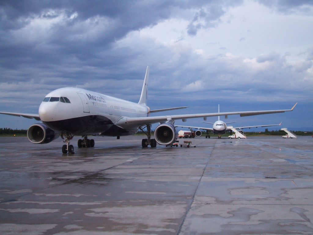 Airbus A330 (G-EOMA) - G-EOMA and G-SMAN Parked at Woodward Aviation F.B.O. Goose Airport Lab.