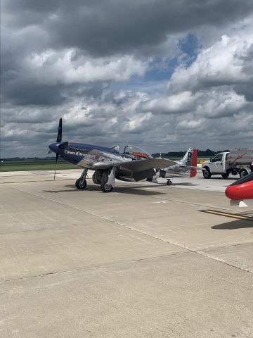 North American P-51 Mustang (N151BW) - Getting gas after Oshkosh 