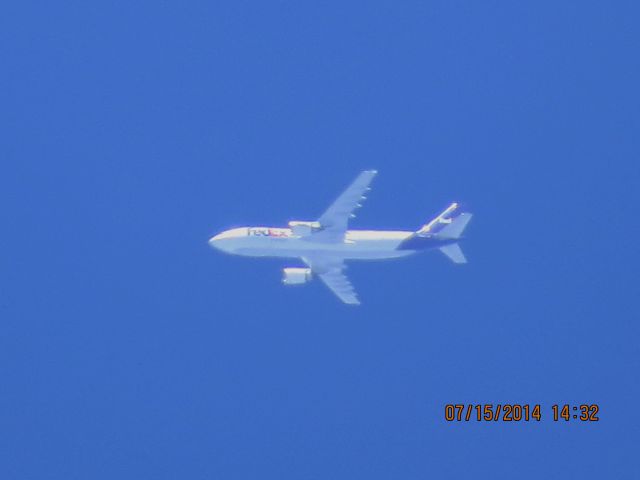 Airbus A300F4-600 (N659FE) - FedEx flight 725 from MEM to SLC over Baxter Springs KS (78KS) at 34k feet.