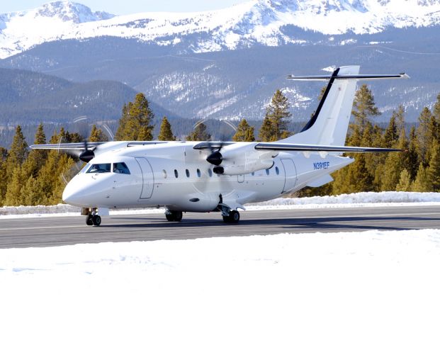 Fairchild Dornier 328 (N391EF) - This might be the largest corporate type aircraft to be seen in Leadville.  Too bad more airlines in the United States dont operate it...it would be proof that commercial service could one day return to KLXV!