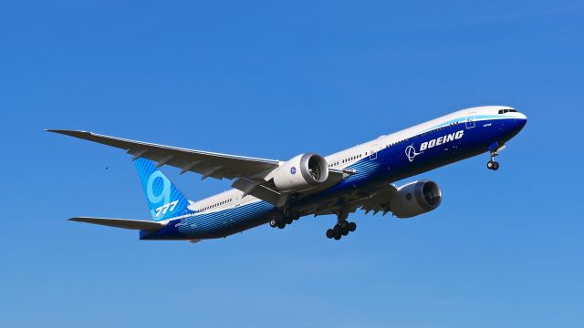 BOEING 777-9 (N779XX) - BOE002 makes a missed approach to Rwy 16R during a flight test from KBFI on 3.3.21. (B777-9 / ln 1574 / cn 64241).