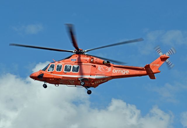 C-GYNH — - 2010 Agusta-Westland AW139 (C-GYNH/41230) arriving at Peterborough Airport (CYPQ) from Ottawa/Macdonald-Cartier International Airport (CYOW) for a fuel stop on Apr 14, 2021. Note the banner above the windows. It says "London". ORNGR Helicopters often had a name associated with them in the last few years.