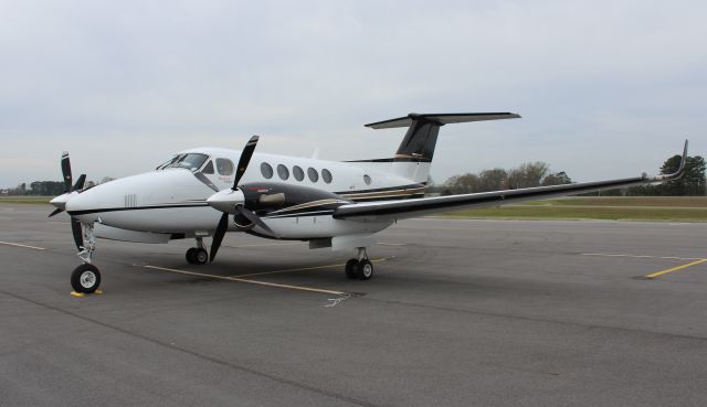 Beechcraft Super King Air 200 (N160HE) - A Beechcraft King Air 250 (as painted on the engine cowlings and under the cockpit windows)on the ramp under overcast at Thomas J. Brumlik Field, Albertville Regional Airport, AL - March 29, 2017. 