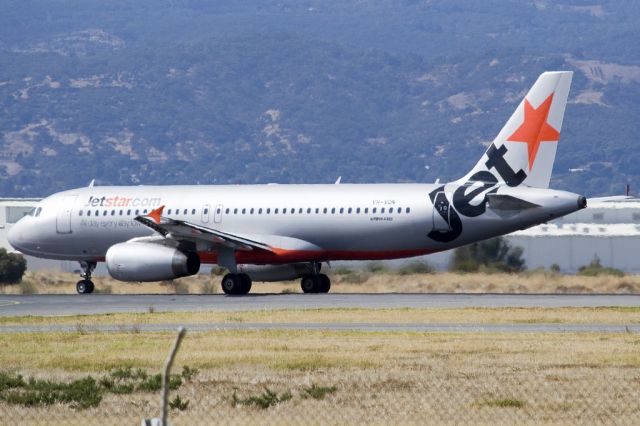 Airbus A320 (VH-VQN) - Preparing to roll for take off on runway 05.Friday 19th April 2013.
