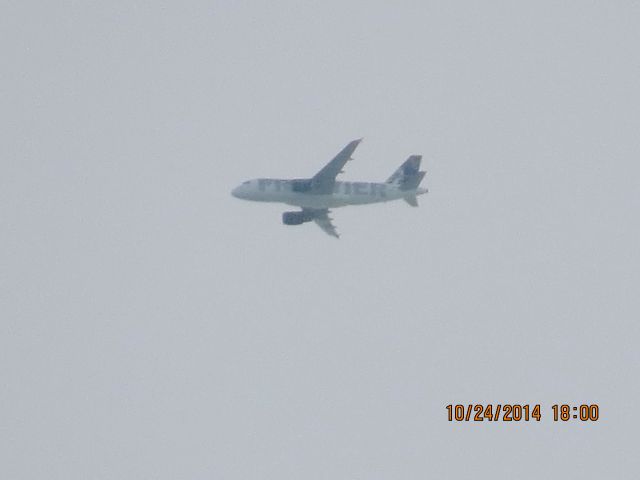 Airbus A319 (N908FR) - Frontier flight  226 from DEN to Branson over Southeastern Kansas at 27,000 feet.