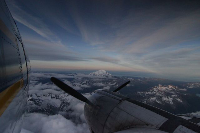 CURTISS Commando (N54514) - Flying back to home, Anchorage, Alaska with a view of Redoubt Volcano outside of the airplane during flight (but not too much outside!!!)