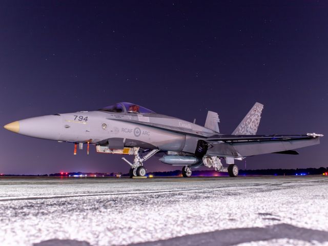 18-8794 — - RCAF CF-18 Demo Jet sitting on Willow Run's East Ramp after arriving on 5/7/22